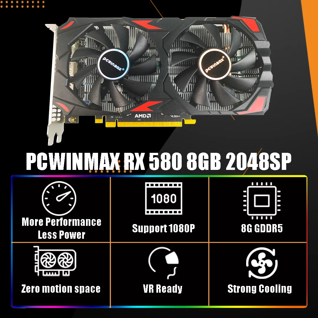 PCWINMAX новая игровая видеока – обзор и цена Rx 580 8Gb 2048Sp Gpu